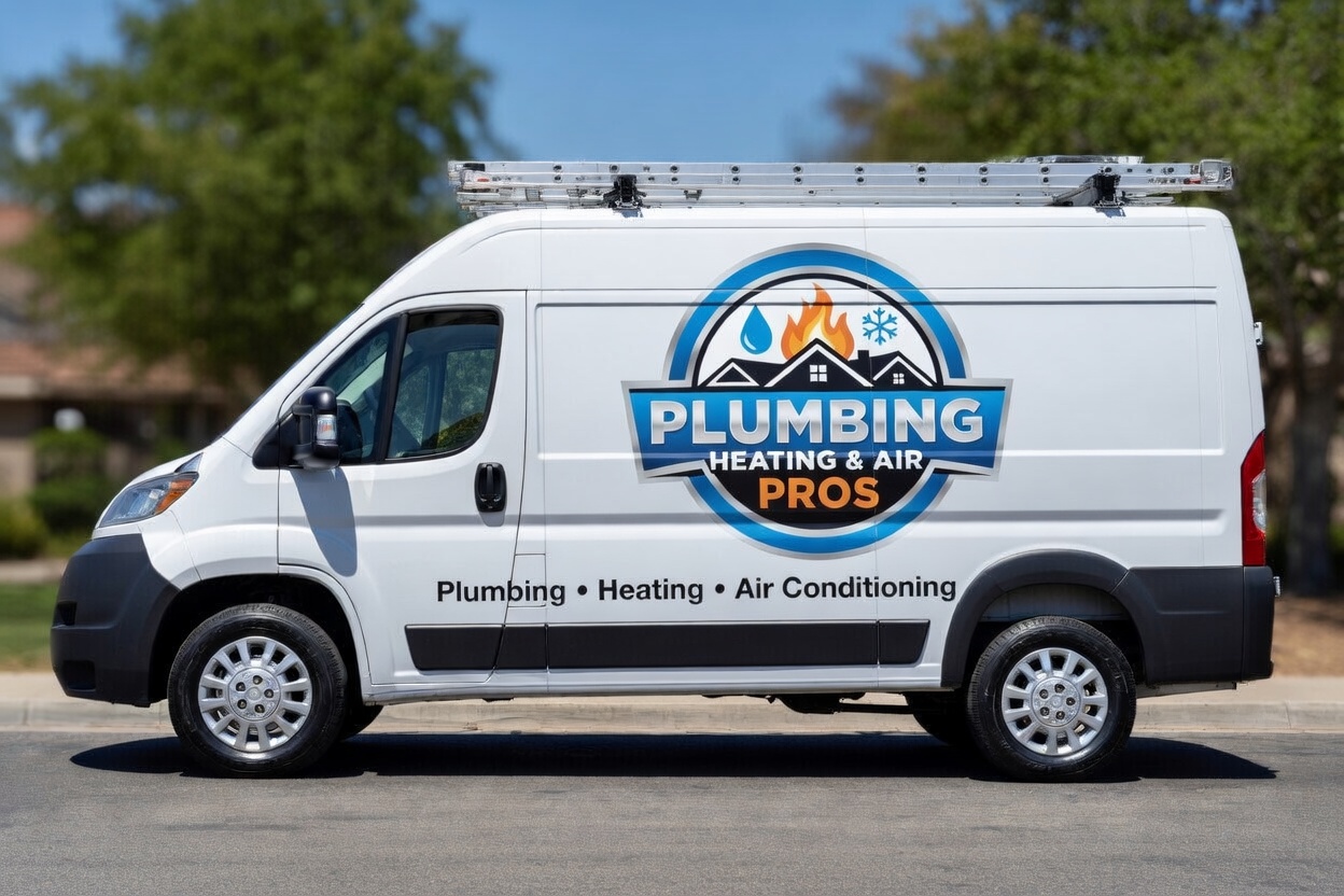 Local plumbing heating and air service van serving San Rafael